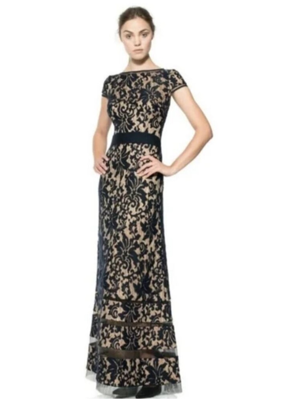Tadashi Shoji Maxi Dress Women’s 16 Blue Gown Lace Mermaid Evening Victorian - Picture 4 of 15